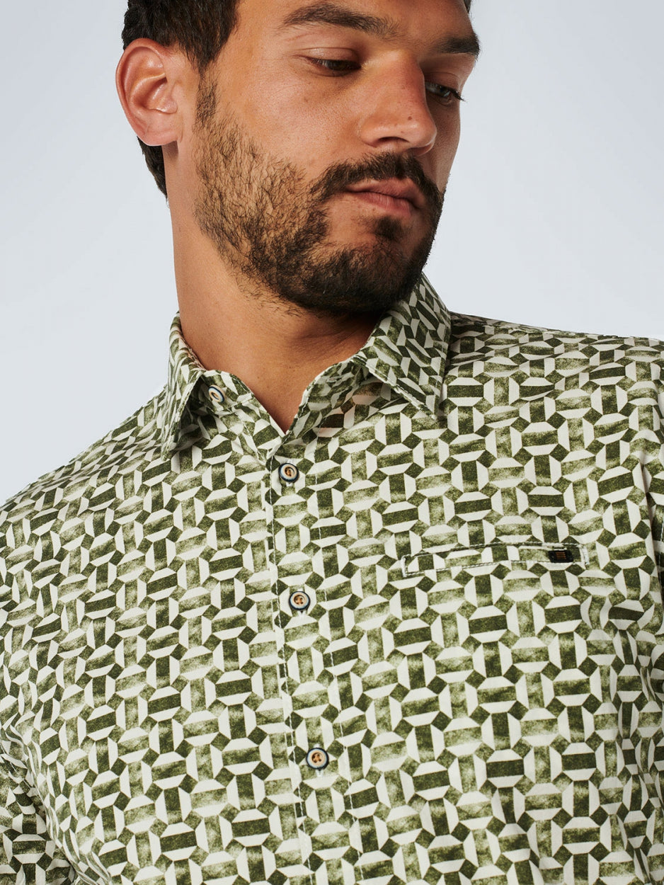 Shirt Stretch Allover Printed | Dark Green