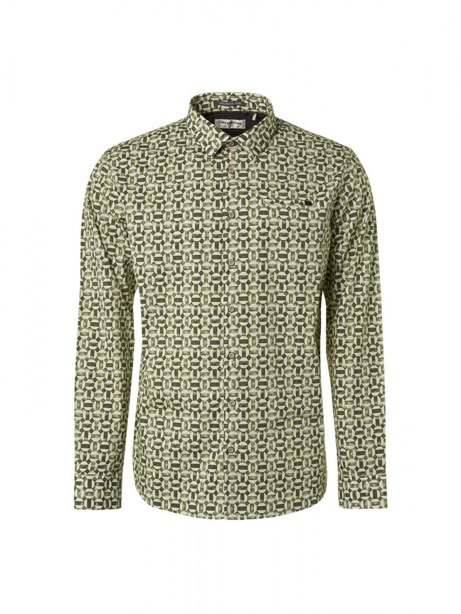 Shirt Stretch Allover Printed | Dark Green