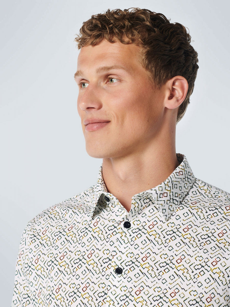 Shirt Stretch Allover Printed | White