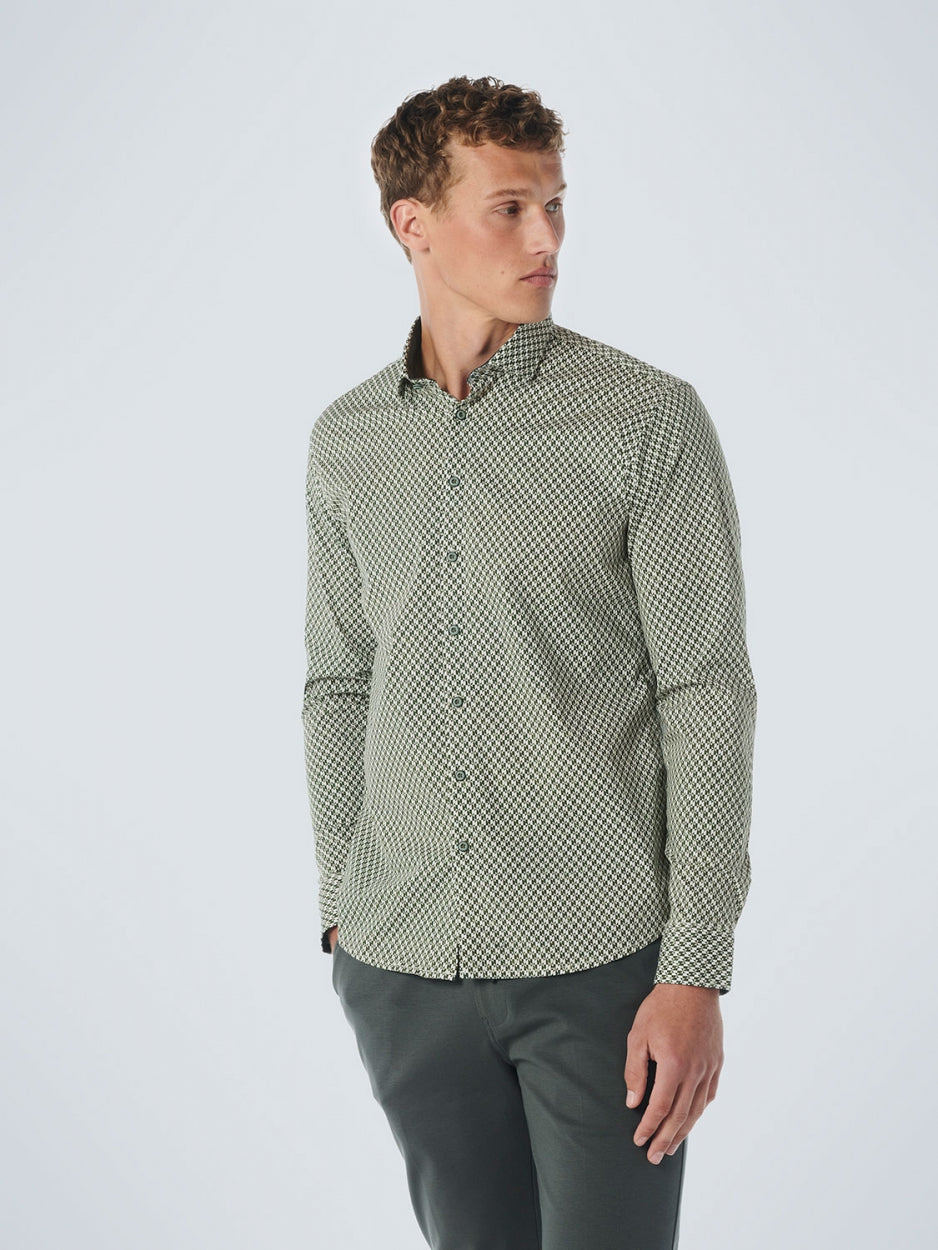 Shirt Stretch Allover Printed | Dark Green