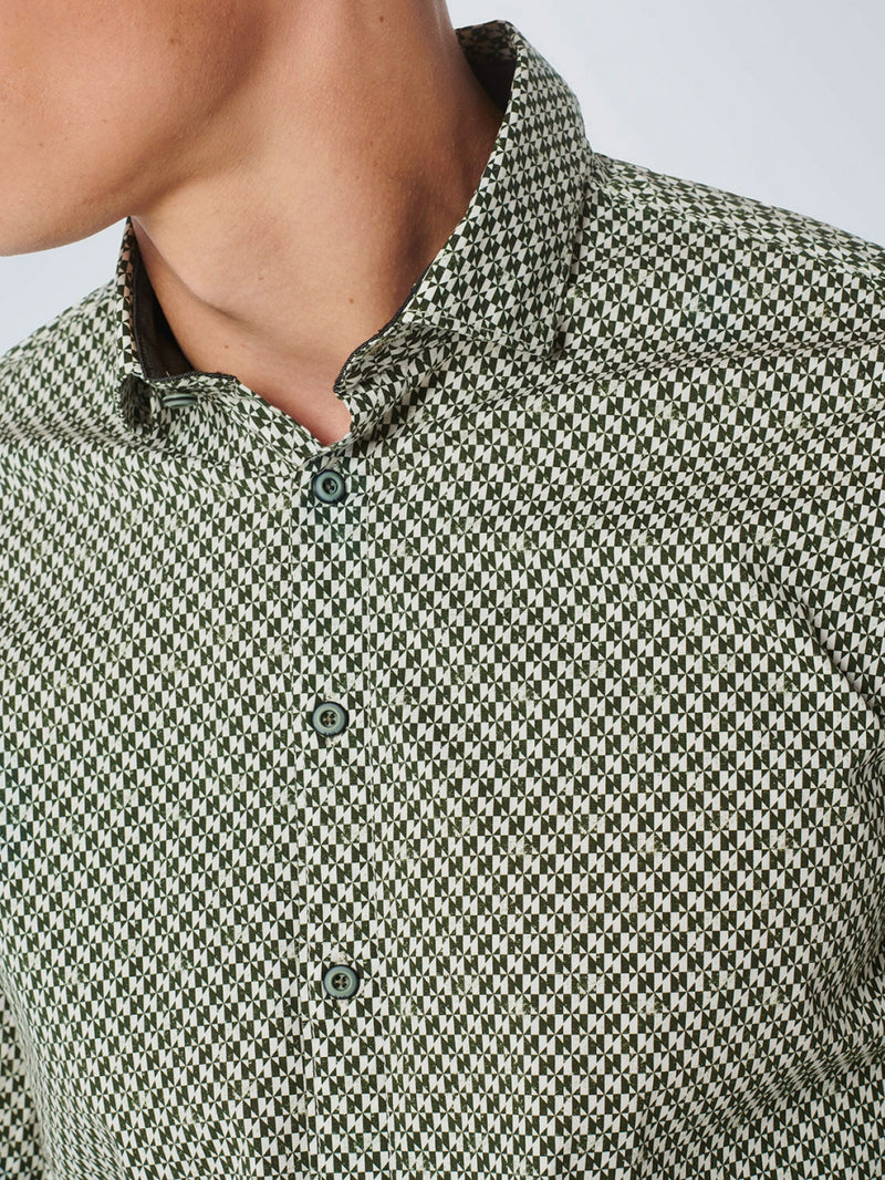 Shirt Stretch Allover Printed | Dark Green