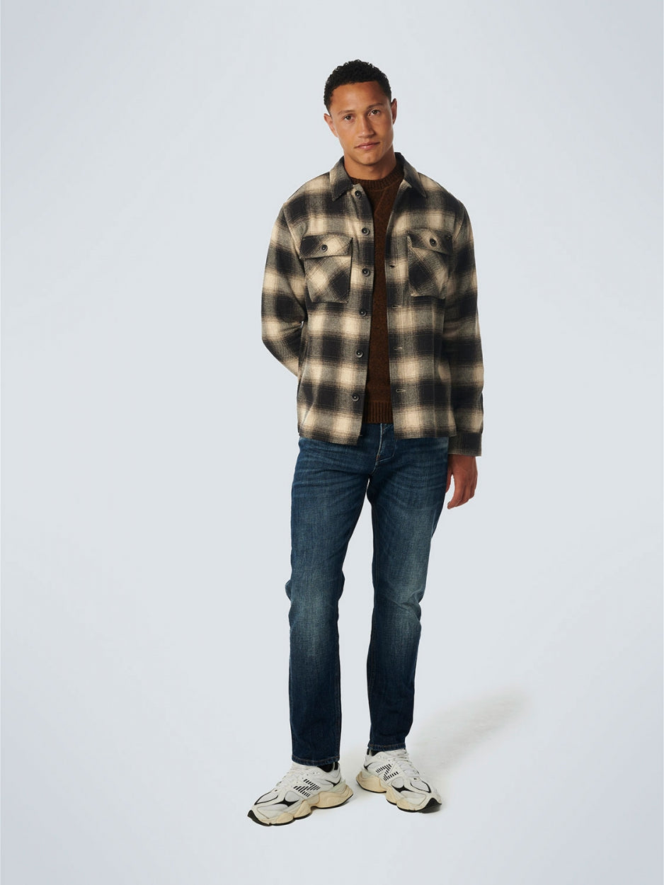 Overshirt Button Closure Check | Stone
