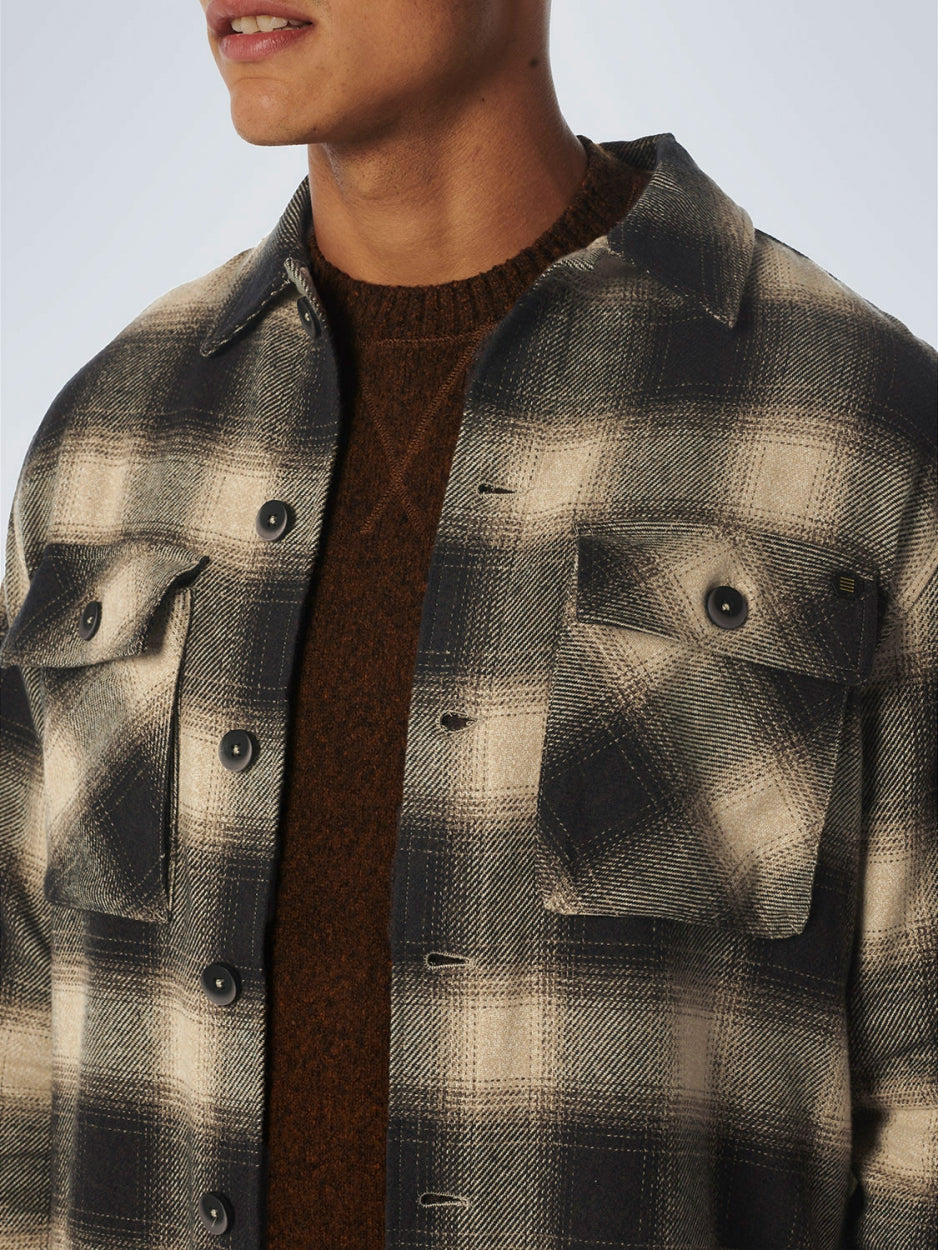 Overshirt Button Closure Check | Stone