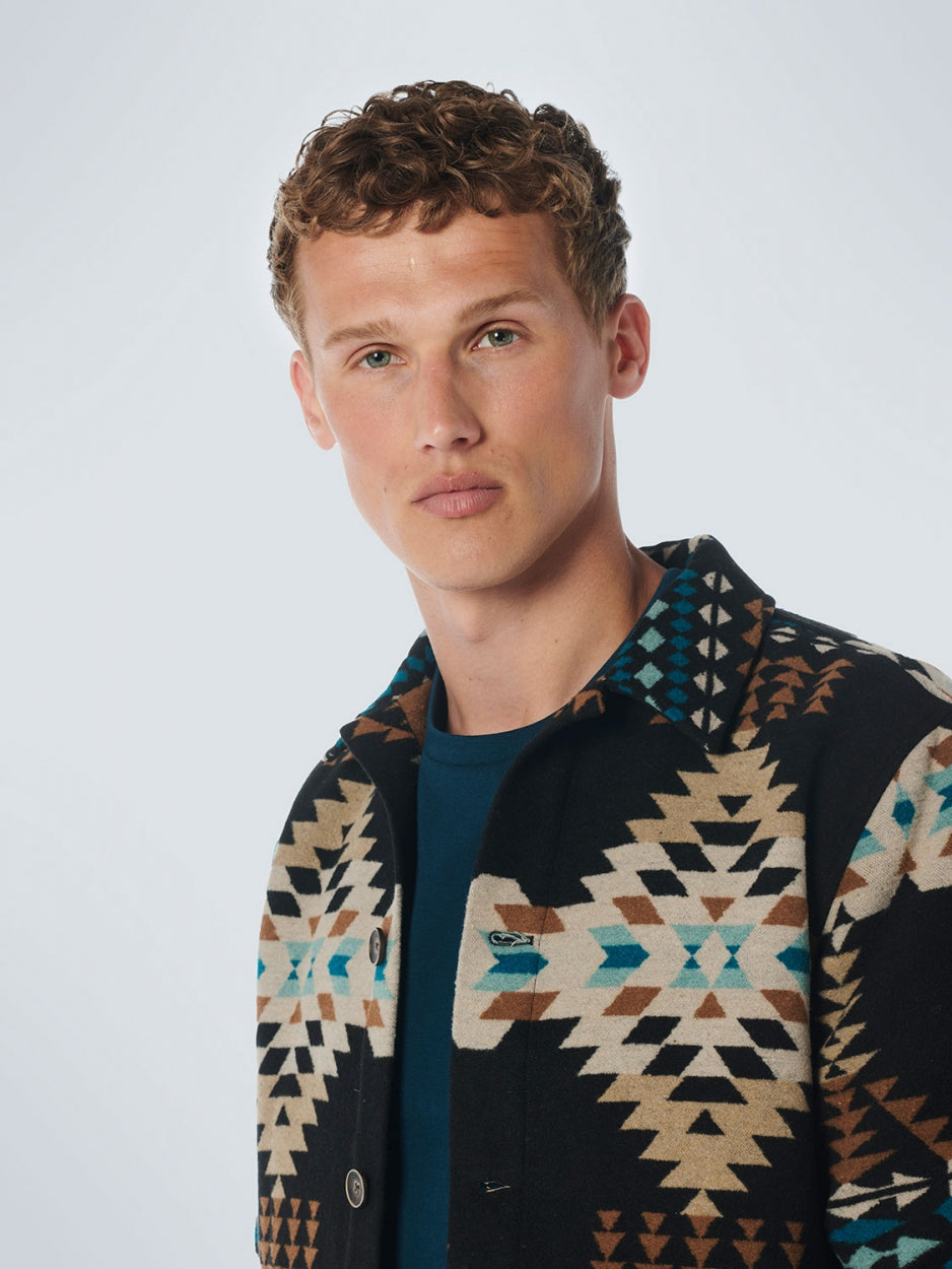 Overshirt Button Closure Pattern | Black