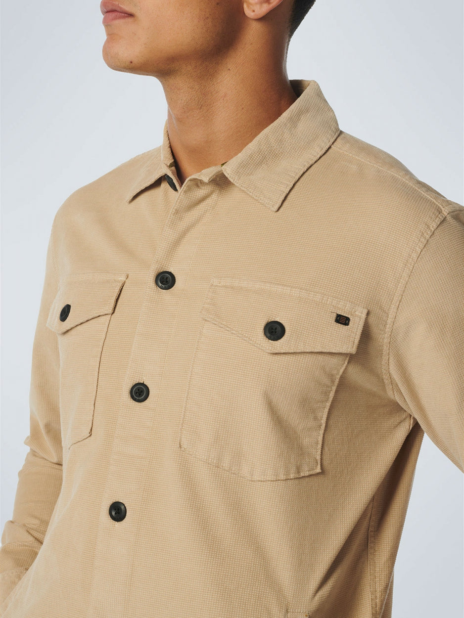 Overshirt Button Closure Structure Corduroy Stretch | Stone