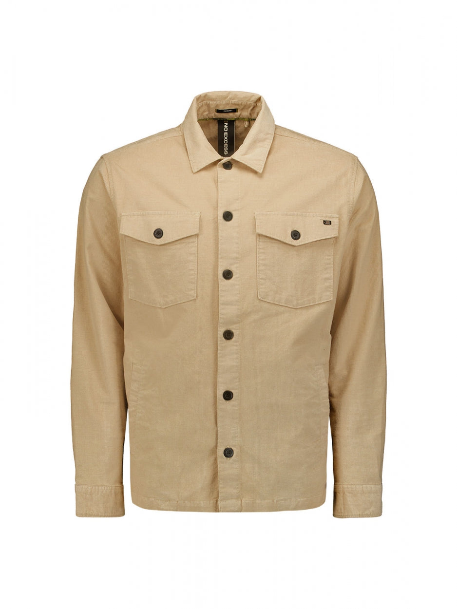 Overshirt Button Closure Structure Corduroy Stretch | Stone