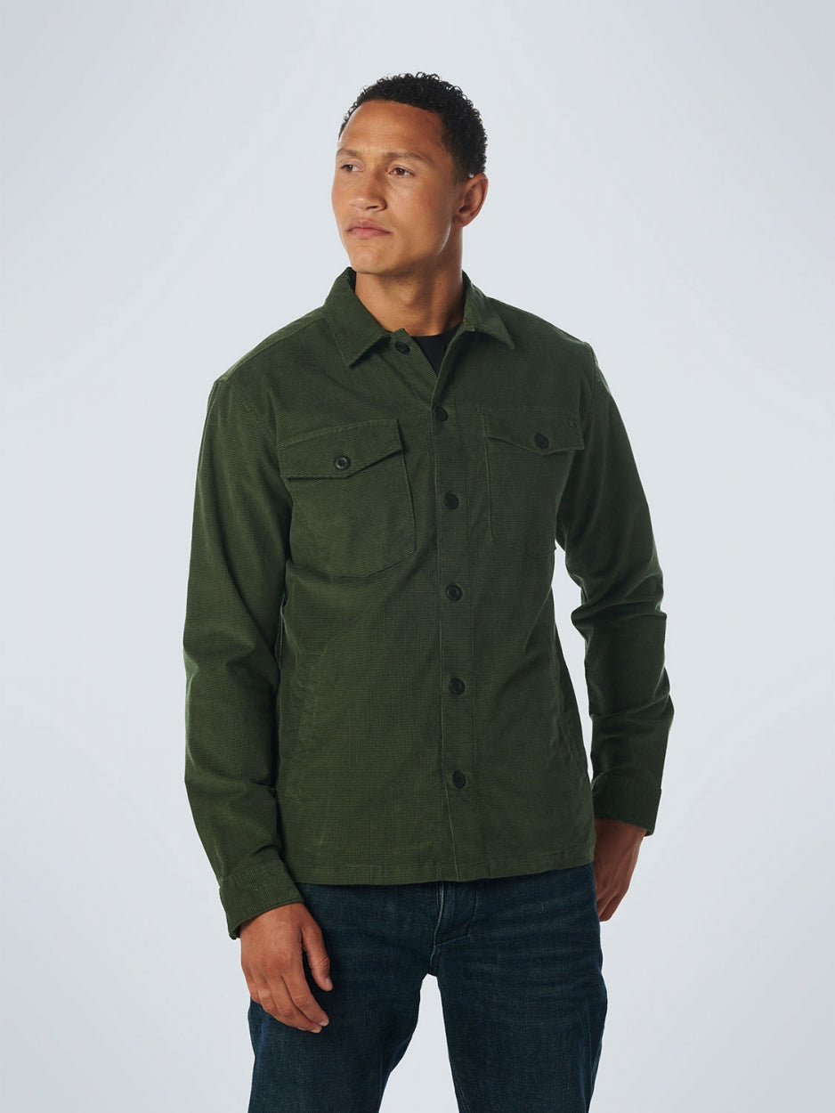 Overshirt Button Closure Structure Corduroy Stretch | Dark Green
