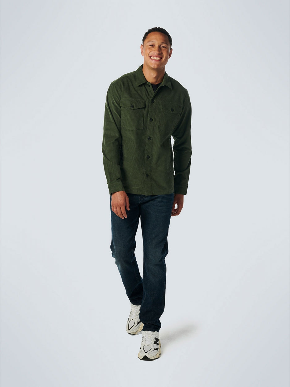 Overshirt Button Closure Structure Corduroy Stretch | Dark Green