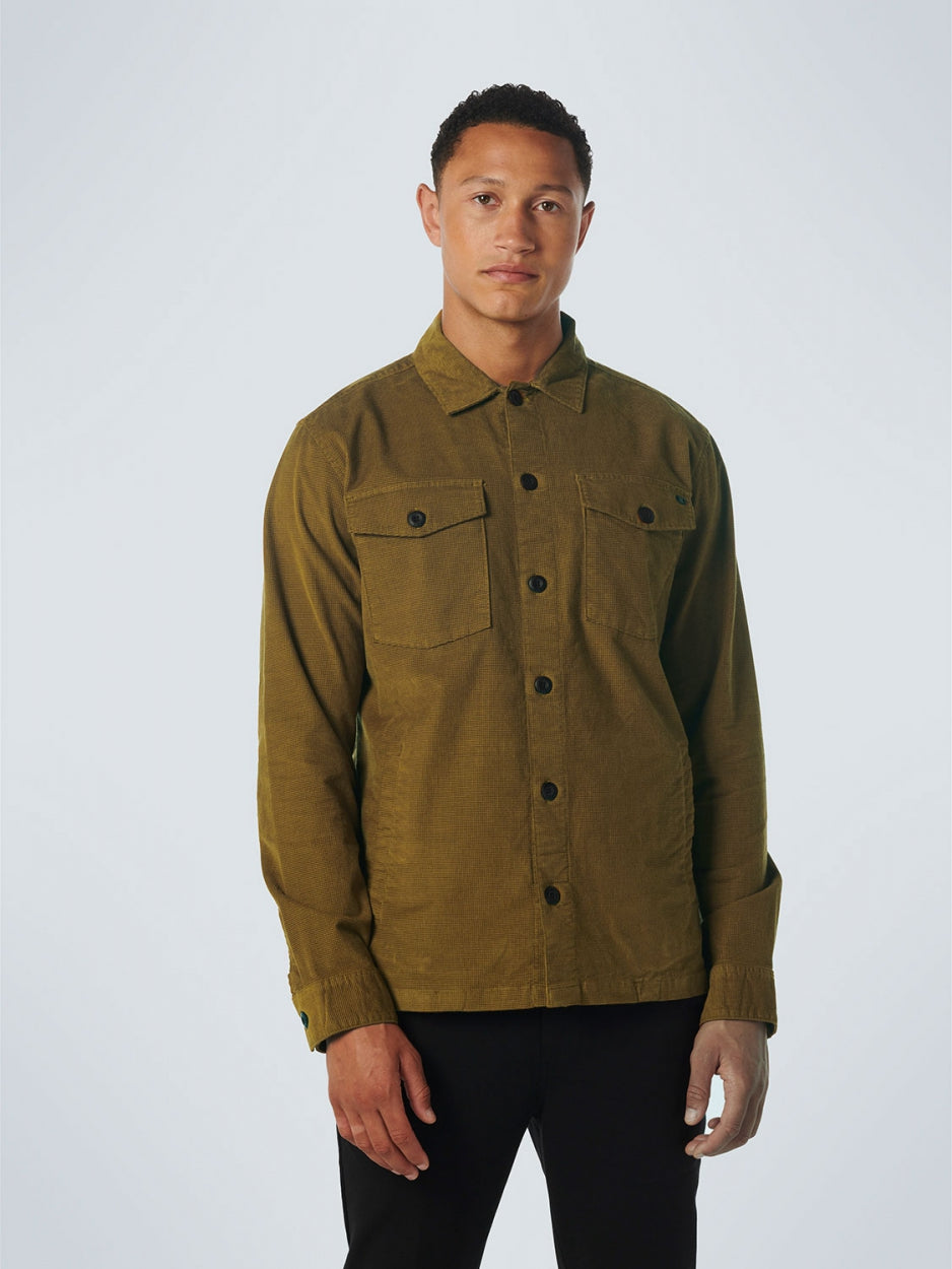 Overshirt Button Closure Structure Corduroy Stretch | Moss