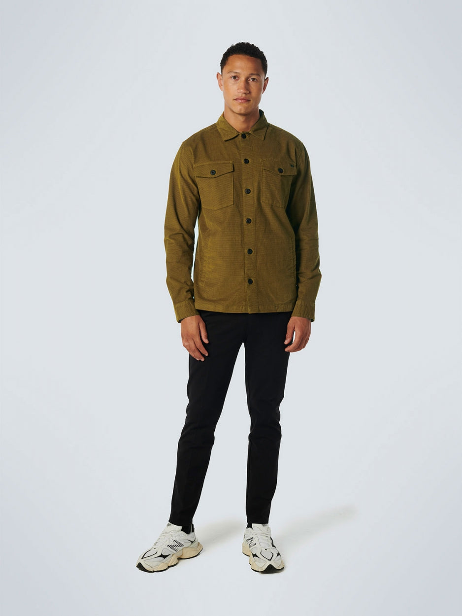 Overshirt Button Closure Structure Corduroy Stretch | Moss