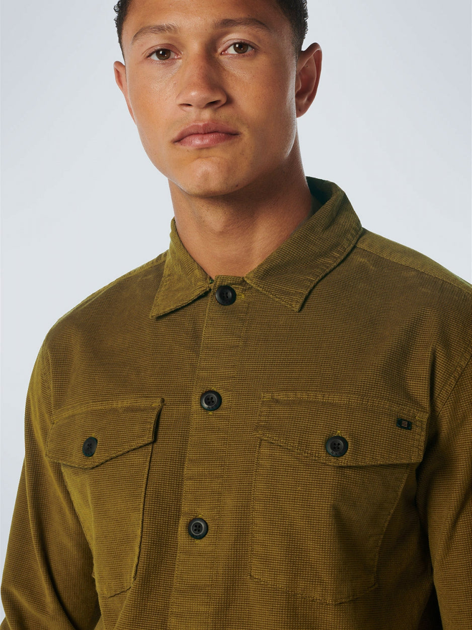 Overshirt Button Closure Structure Corduroy Stretch | Moss