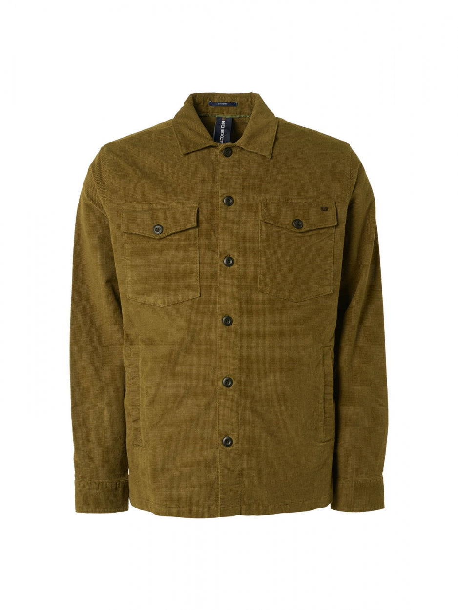 Overshirt Button Closure Structure Corduroy Stretch | Moss