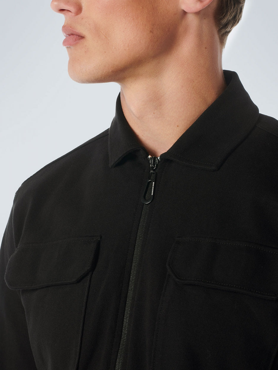 Overshirt Zipper Closure Sweat | Black