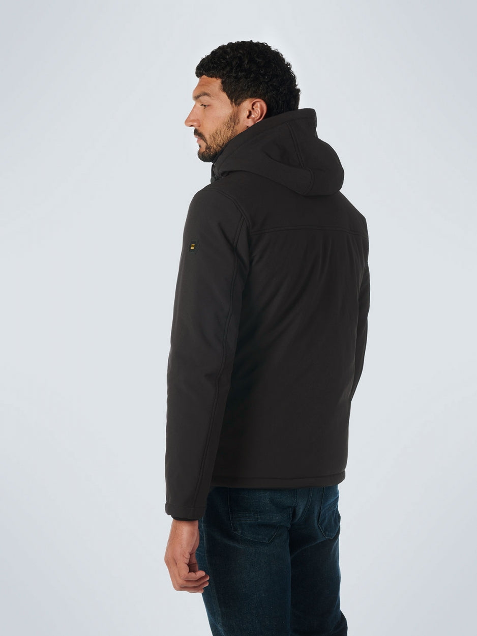 Jacket Short Fit Hooded Softshell Stretch | Black