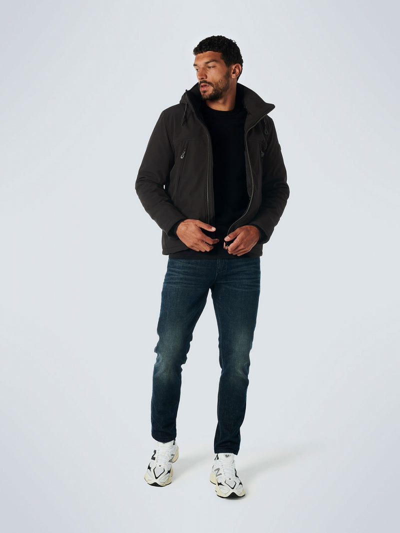 Jacket Short Fit Hooded Softshell Stretch | Black