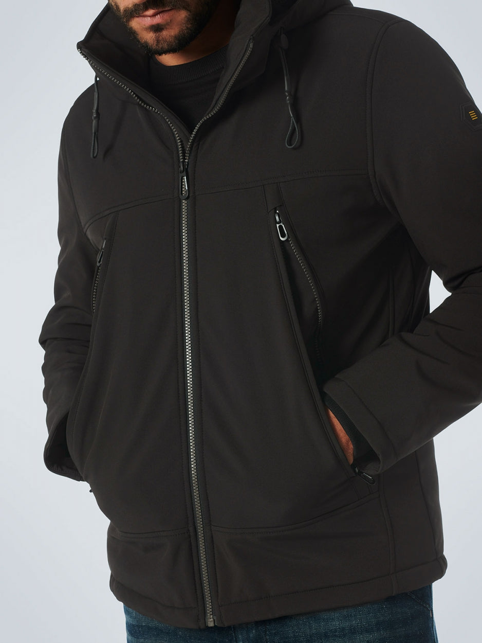Jacket Short Fit Hooded Softshell Stretch | Black