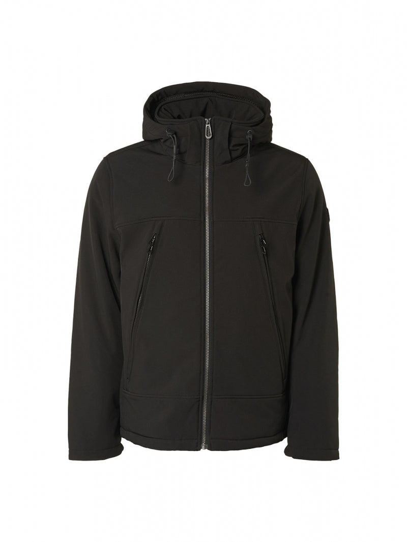 Jacket Short Fit Hooded Softshell Stretch | Black