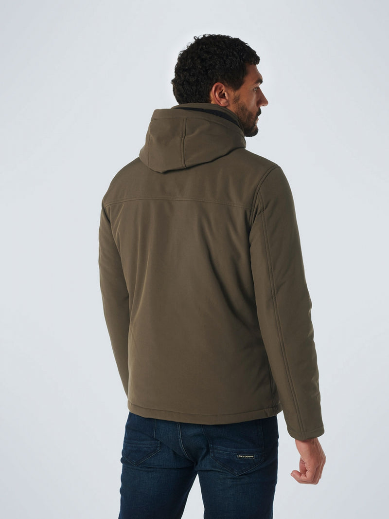 Jacket Short Fit Hooded Softshell Stretch | Desert