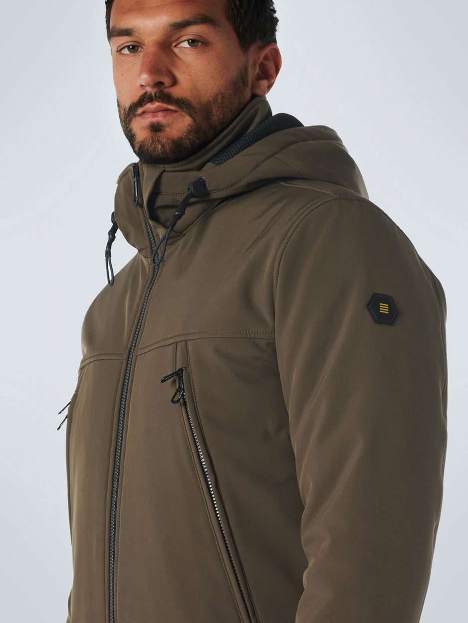 Jacket Short Fit Hooded Softshell Stretch | Desert