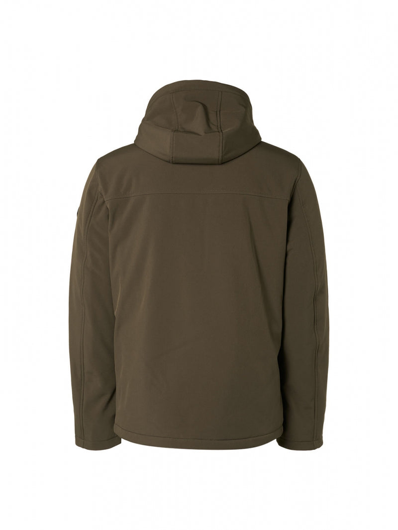 Jacket Short Fit Hooded Softshell Stretch | Desert