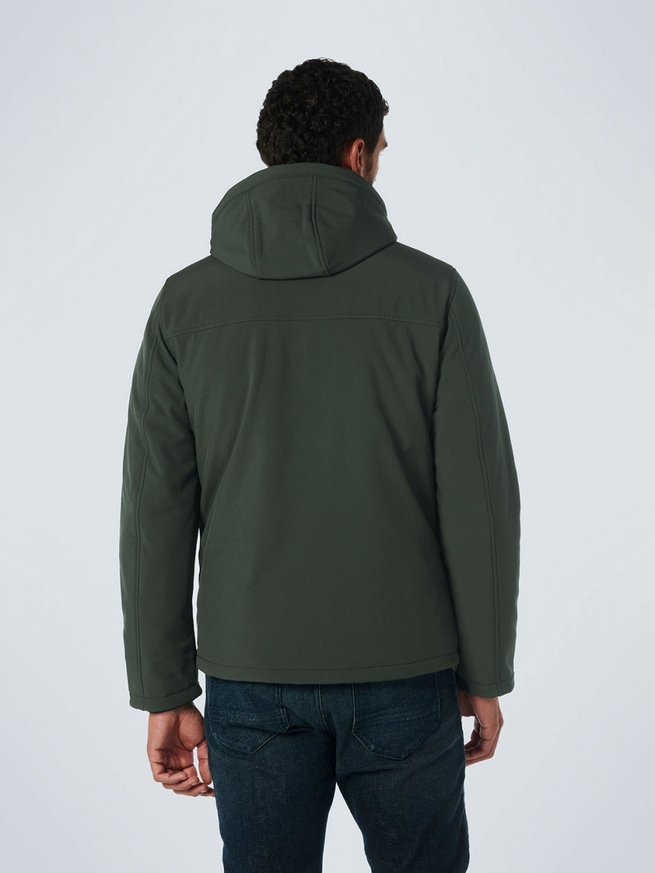 Jacket Short Fit Hooded Softshell Stretch | Dark Green