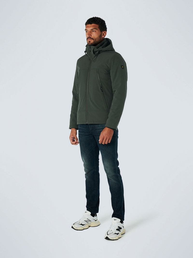 Jacket Short Fit Hooded Softshell Stretch | Dark Green