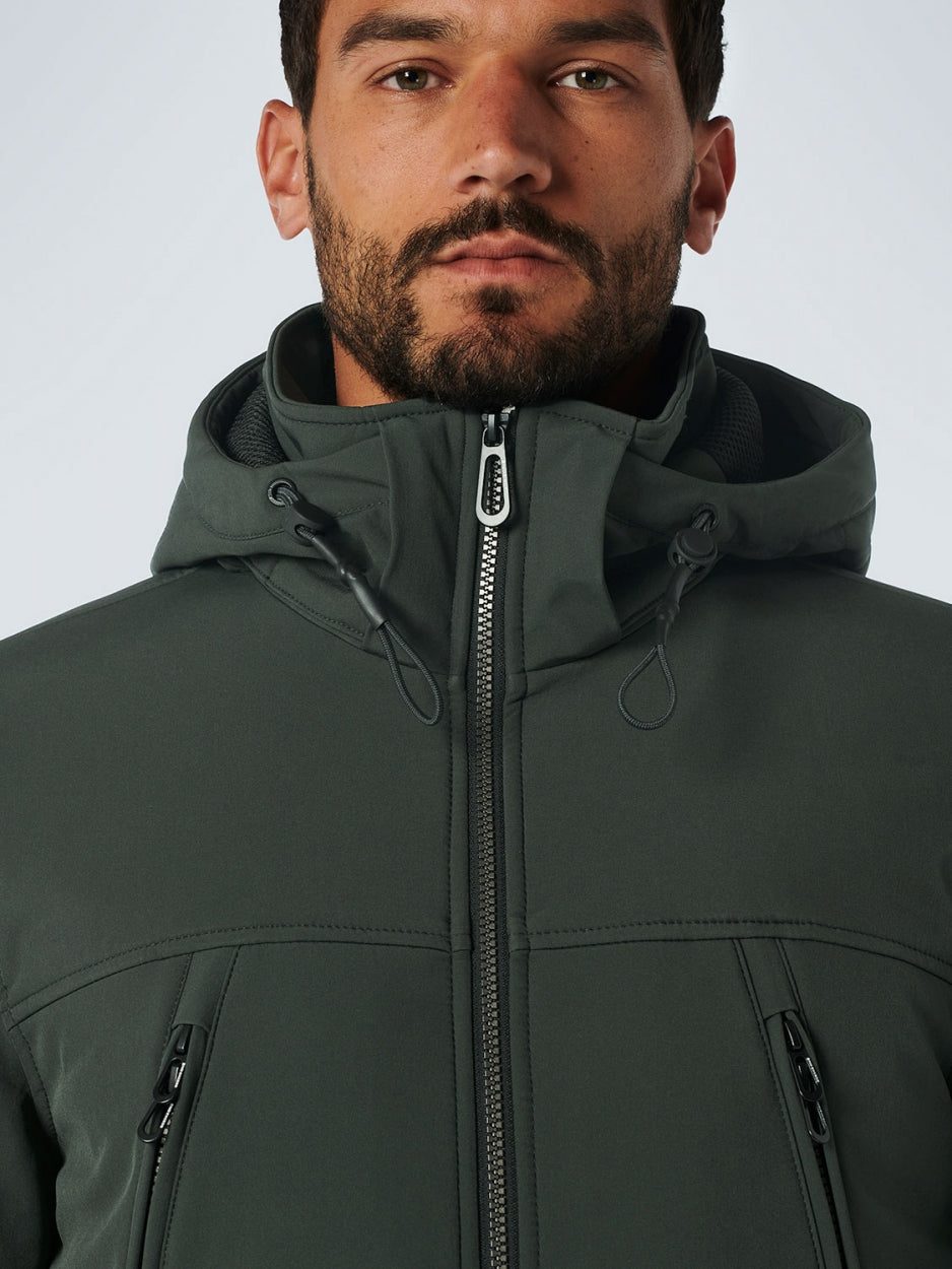 Jacket Short Fit Hooded Softshell Stretch | Dark Green