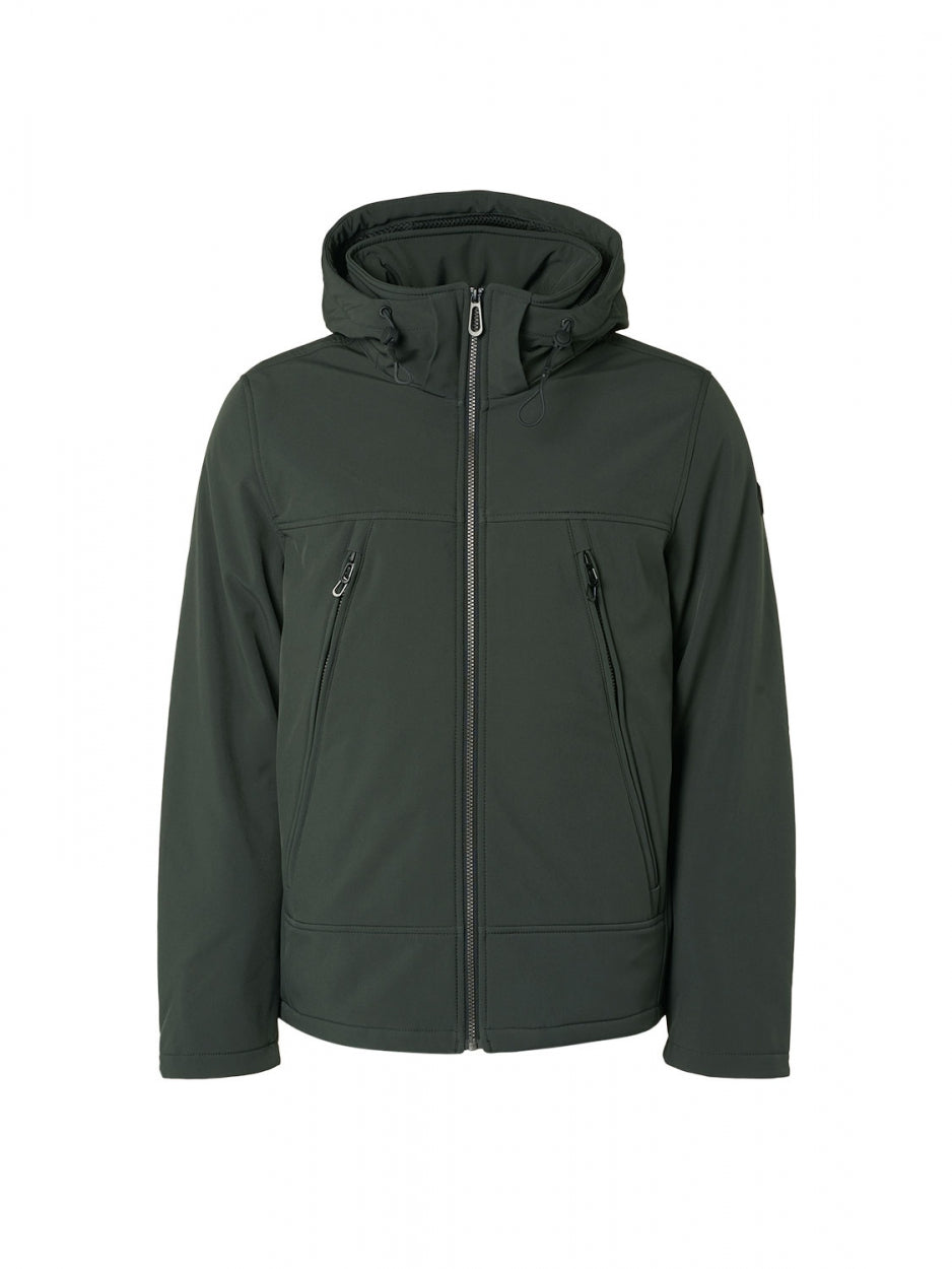 Jacket Short Fit Hooded Softshell Stretch | Dark Green