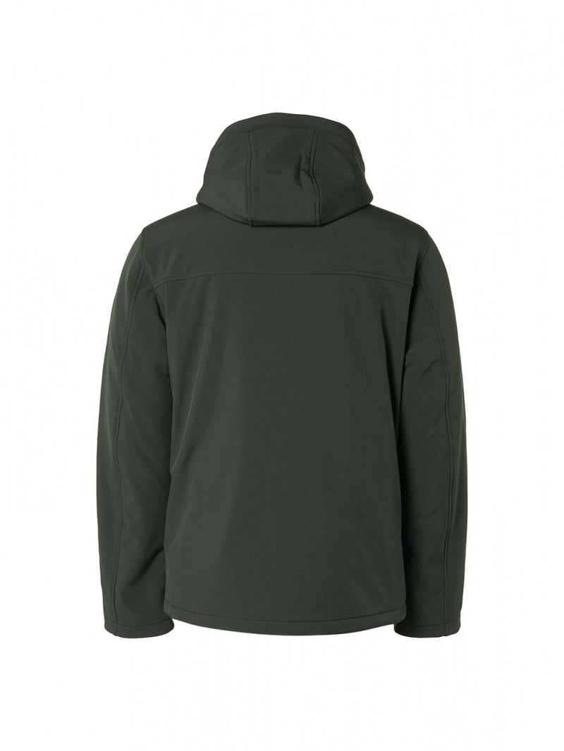 Jacket Short Fit Hooded Softshell Stretch | Dark Green