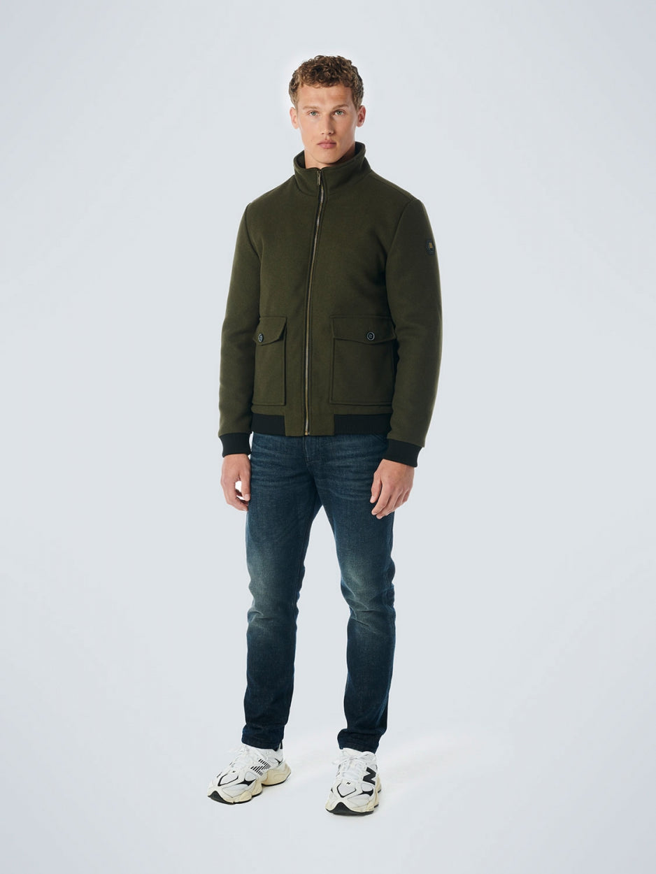 Jacket Short Fit With Wool 2 Coloured Twill | Dark Army