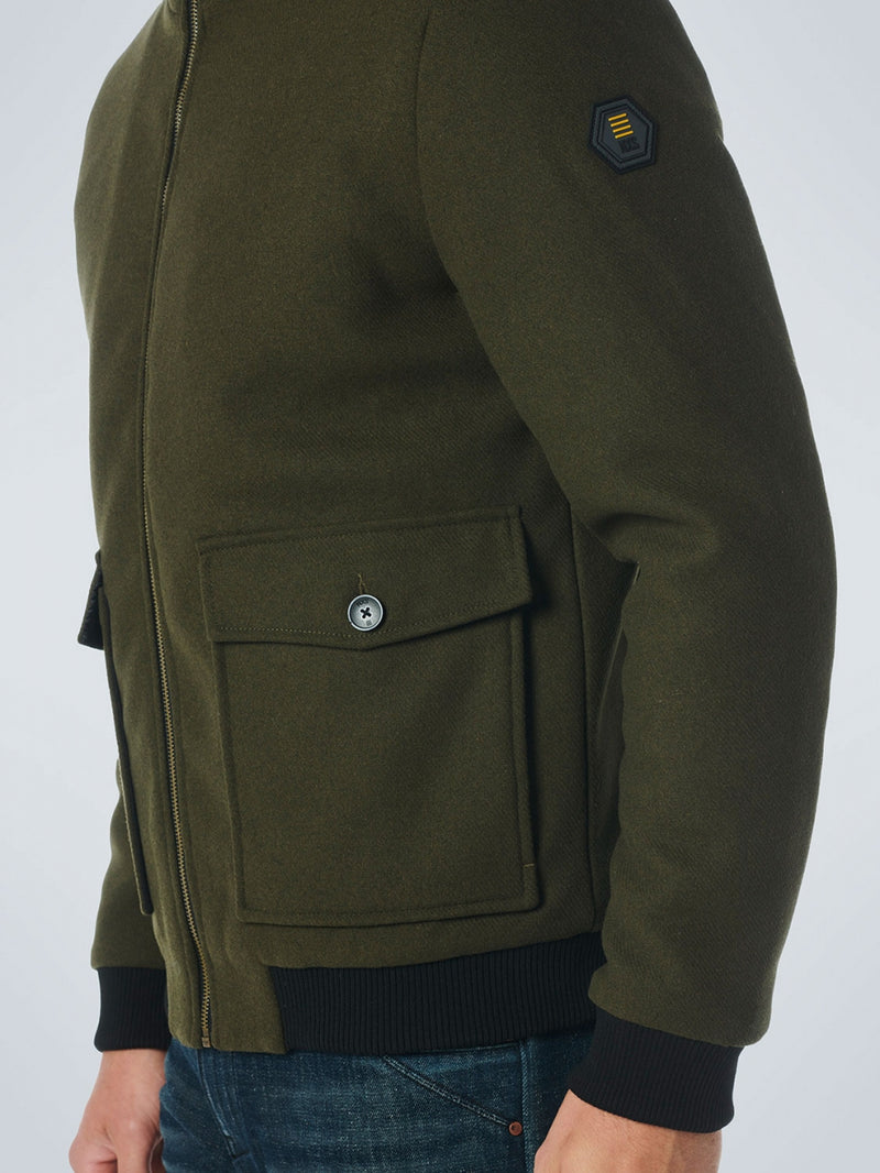 Jacket Short Fit With Wool 2 Coloured Twill | Dark Army