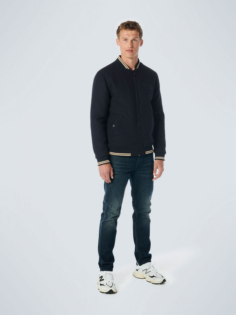 Jacket Bomber Fit With Wool 2 Coloured Twill | Dark Night