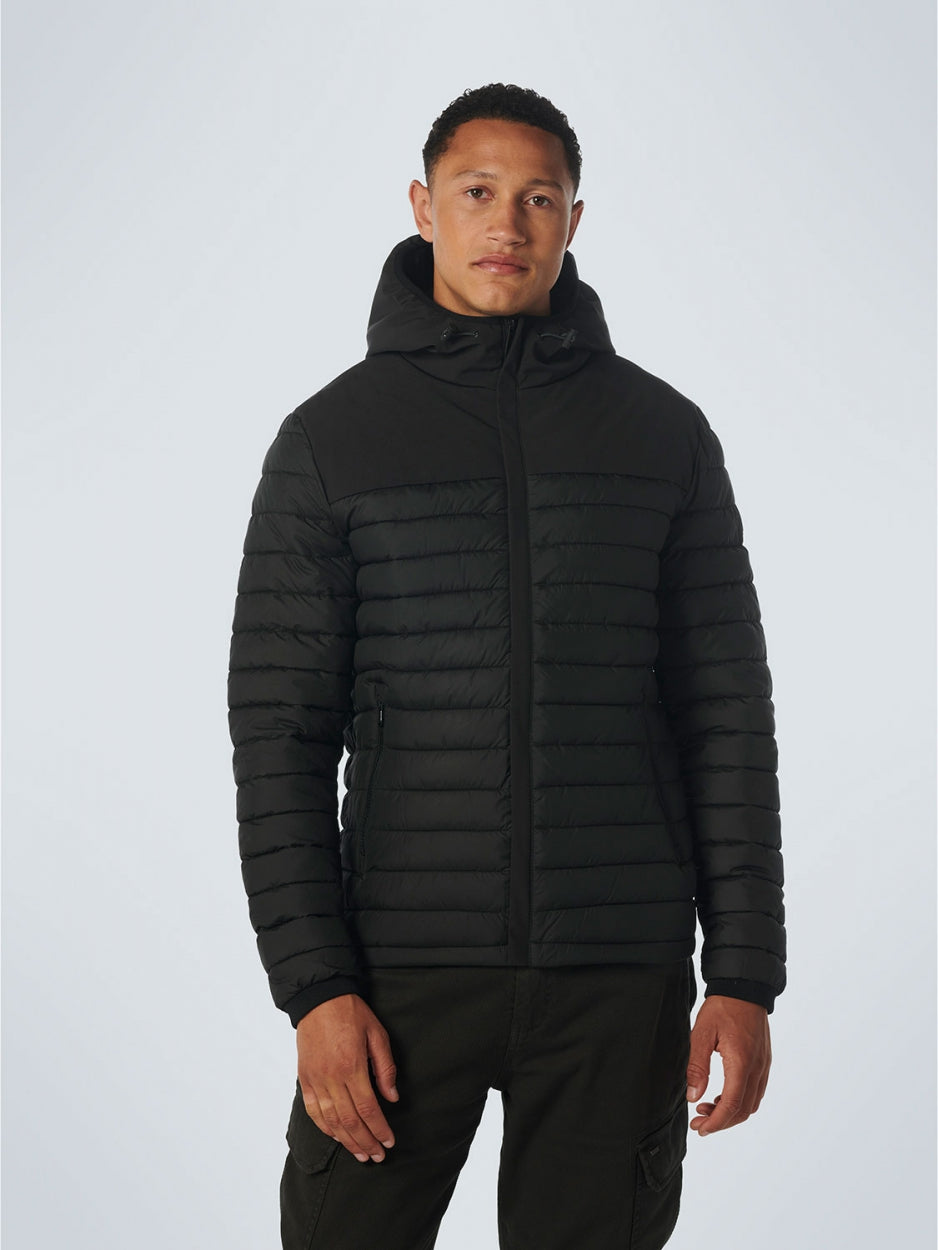 Jacket Hooded Short Fit Padded Mix | Black