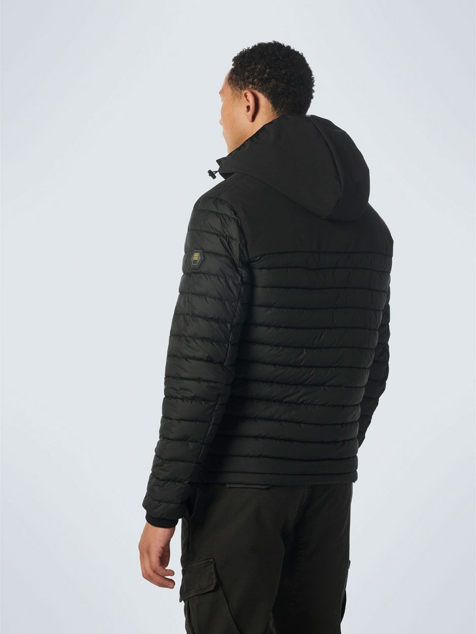 Jacket Hooded Short Fit Padded Mix | Black