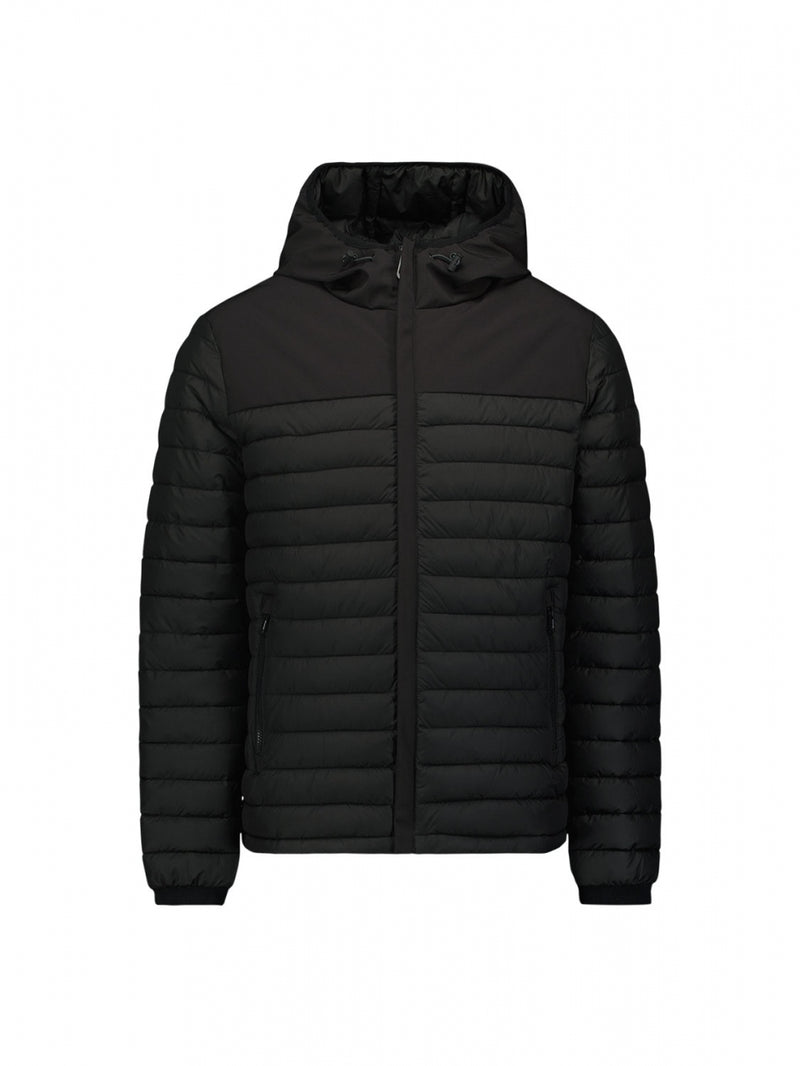 Jacket Hooded Short Fit Padded Mix | Black