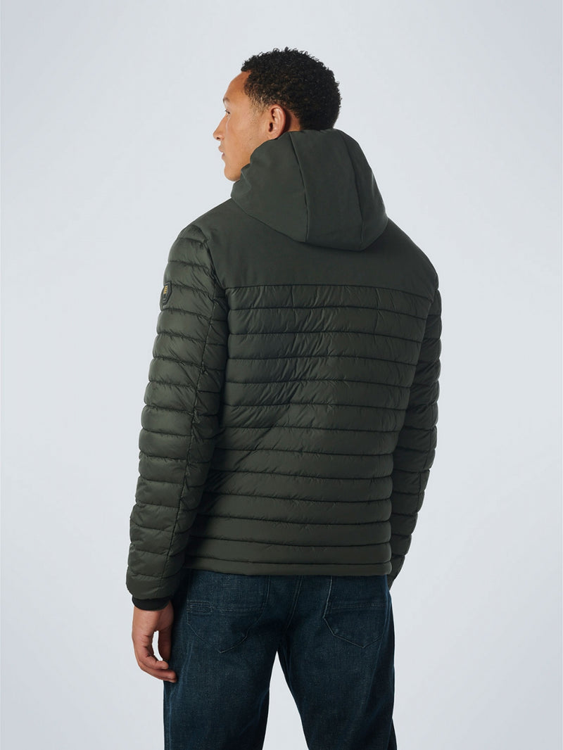 Jacket Hooded Short Fit Padded Mix | Dark Green