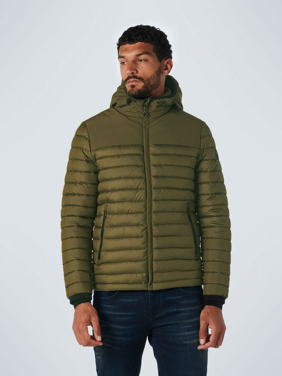 Jacket Hooded Short Fit Padded Mix | Army