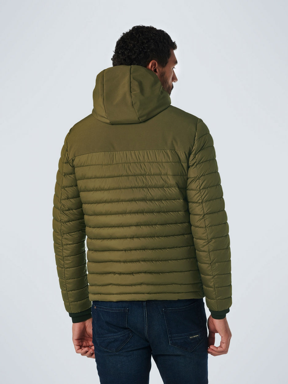 Jacket Hooded Short Fit Padded Mix | Army