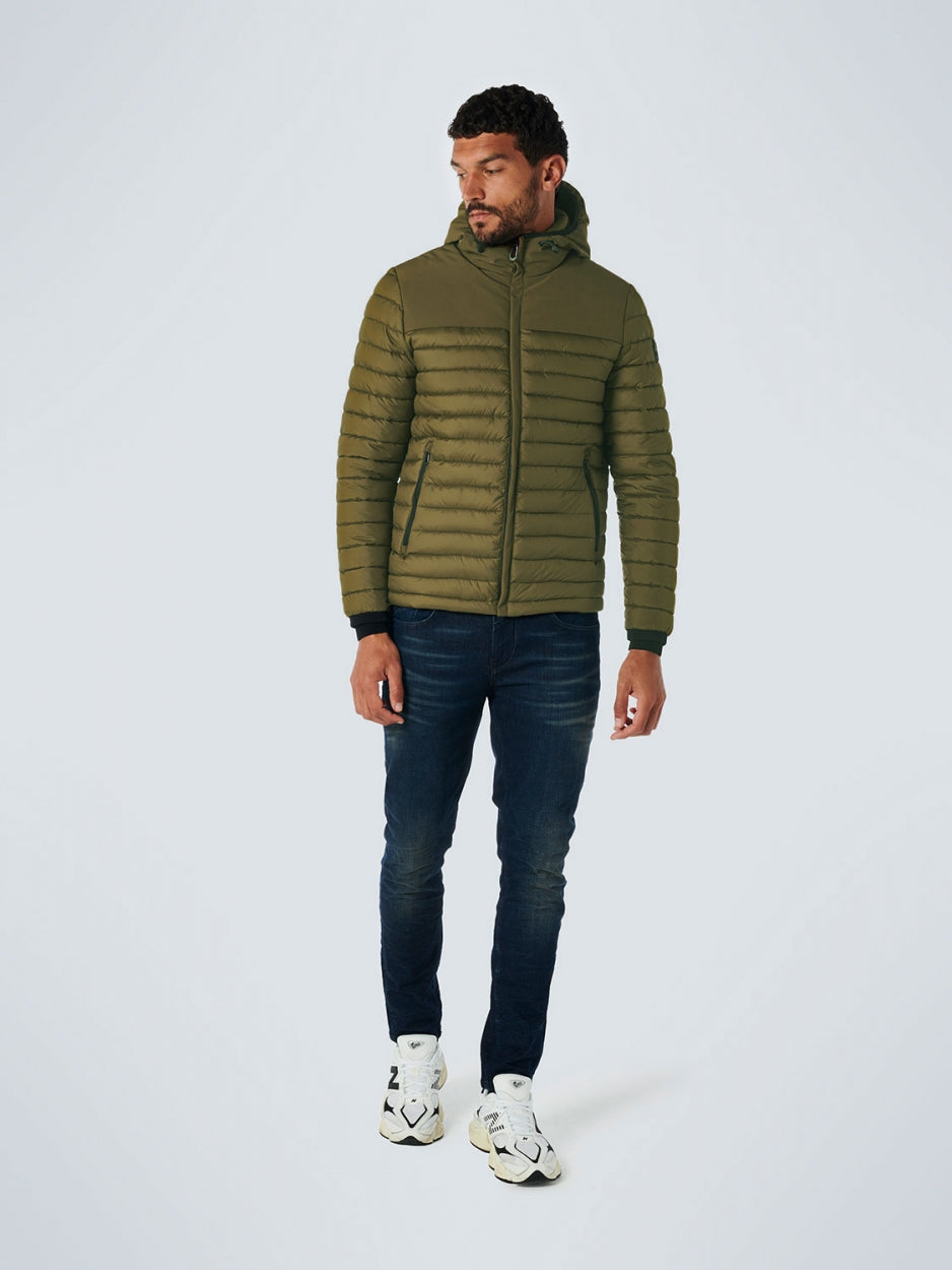 Jacket Hooded Short Fit Padded Mix | Army