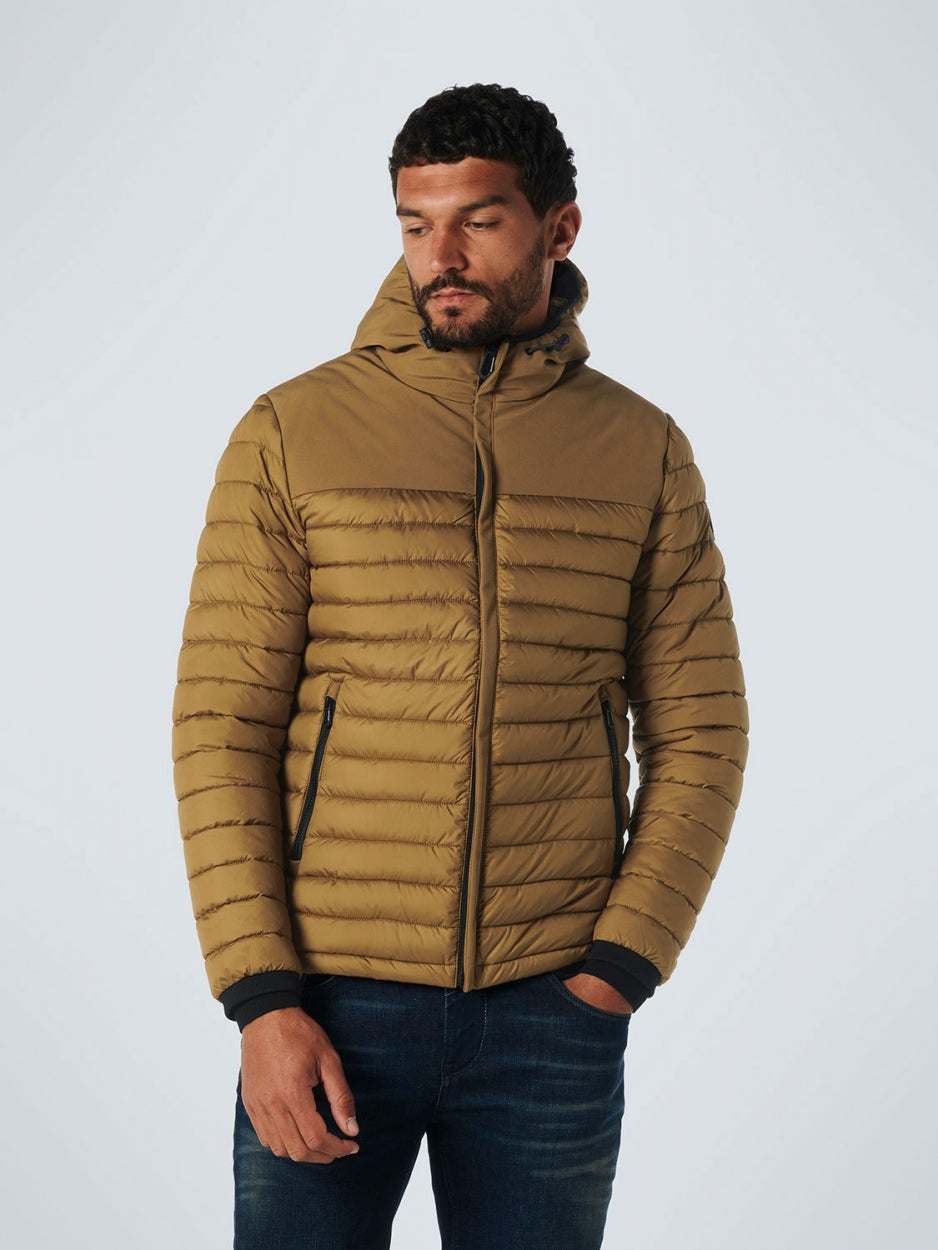 Jacket Hooded Short Fit Padded Mix | Light Moss