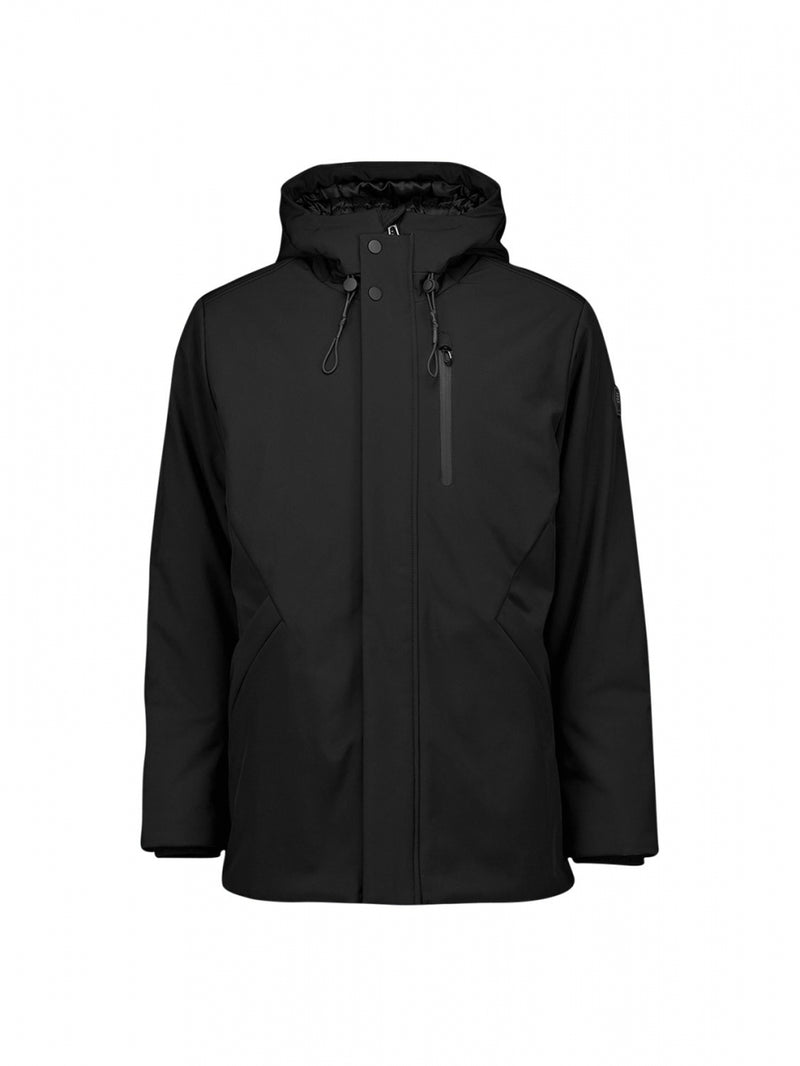 Jacket Mid Long Fit Hooded Softshell Stretch | Black
