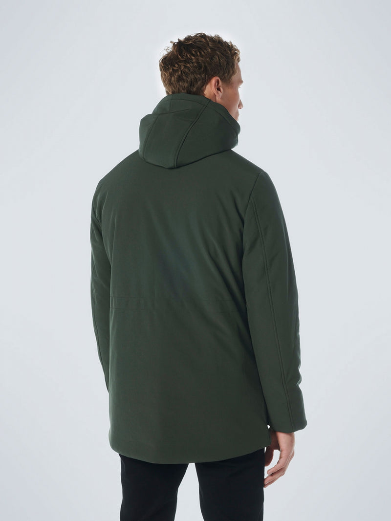Jacket Mid Long Fit Hooded Softshell Stretch | Dark Green