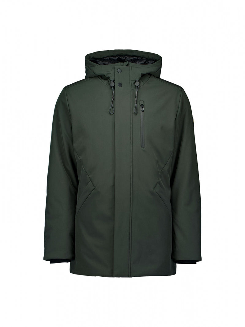 Jacket Mid Long Fit Hooded Softshell Stretch | Dark Green – No Excess