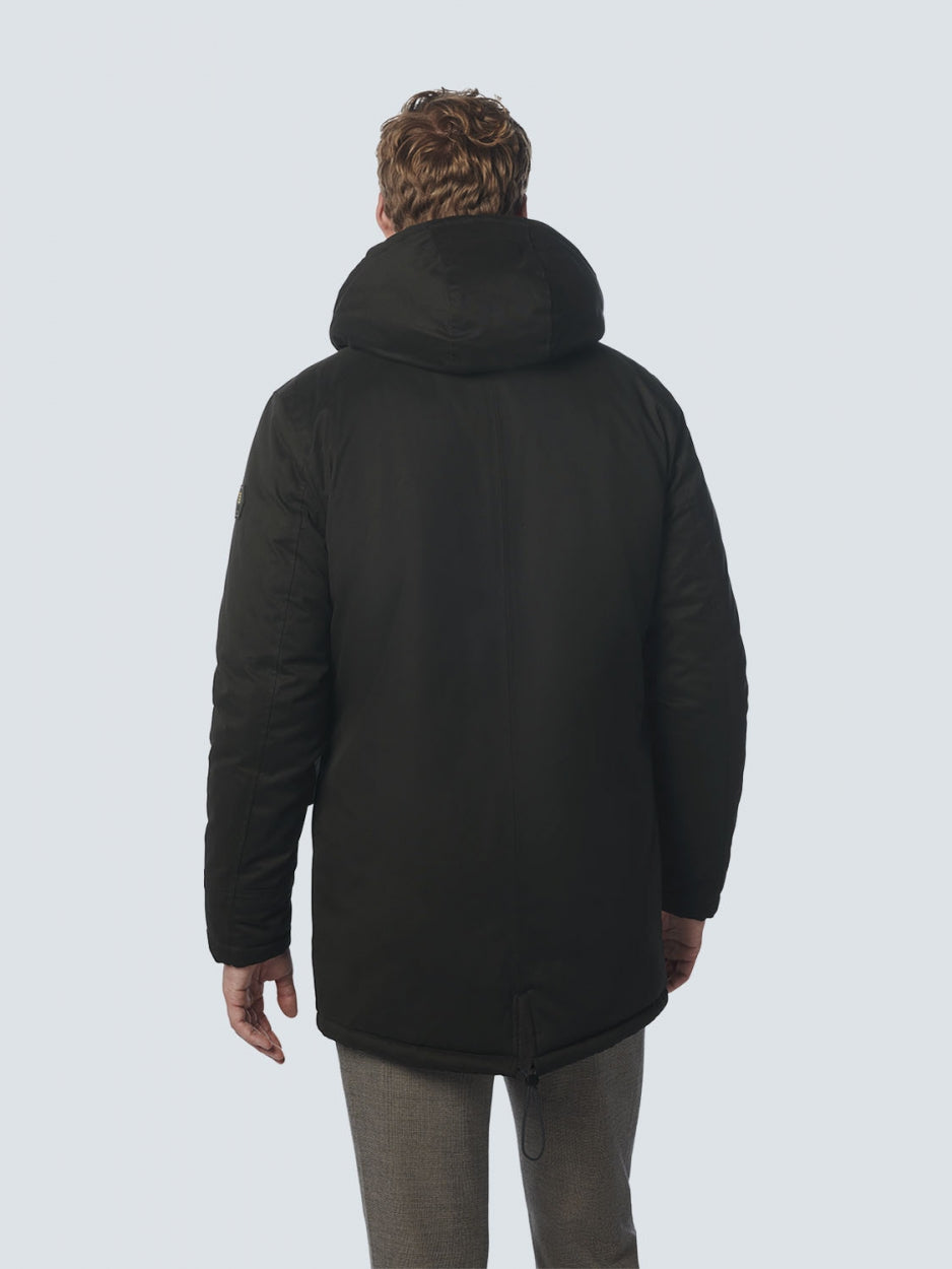 Jacket Long Fit Hooded Double Front Closure | Black