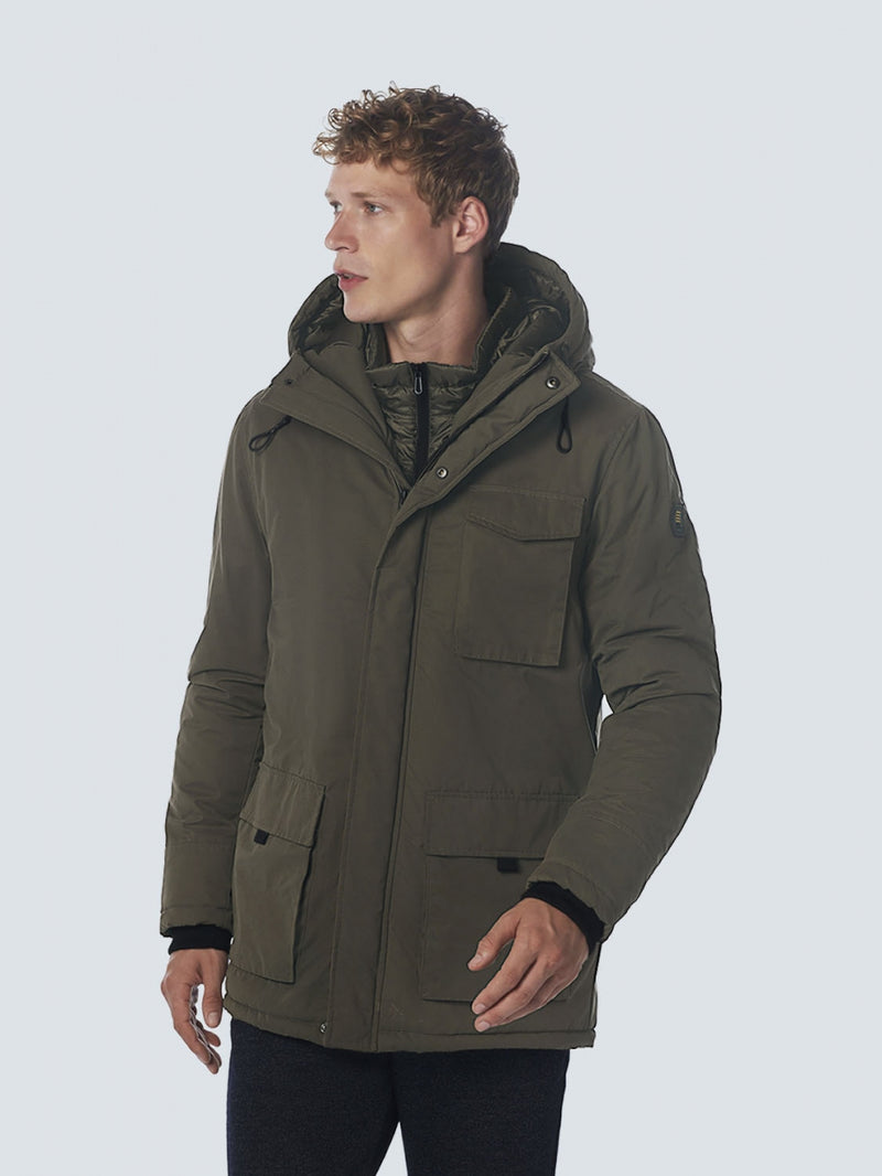Jacket Long Fit Hooded Double Front Closure | Desert – No Excess