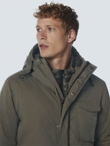 Jacket Long Fit Hooded Double Front Closure | Desert