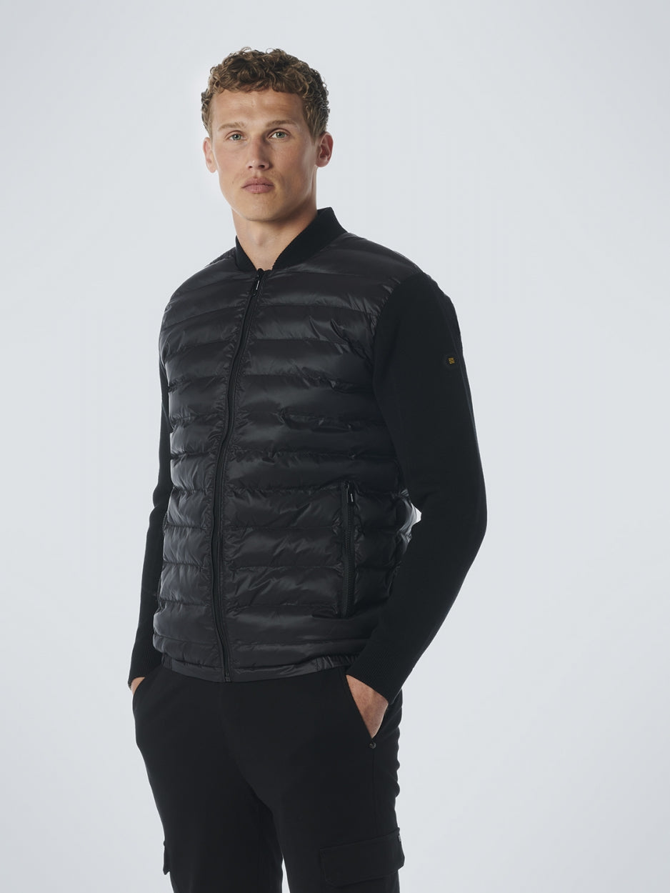 Cardigan Knitted Body Woven Padded | Black