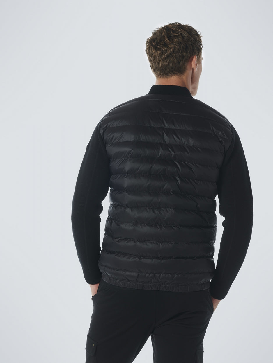 Cardigan Knitted Body Woven Padded | Black