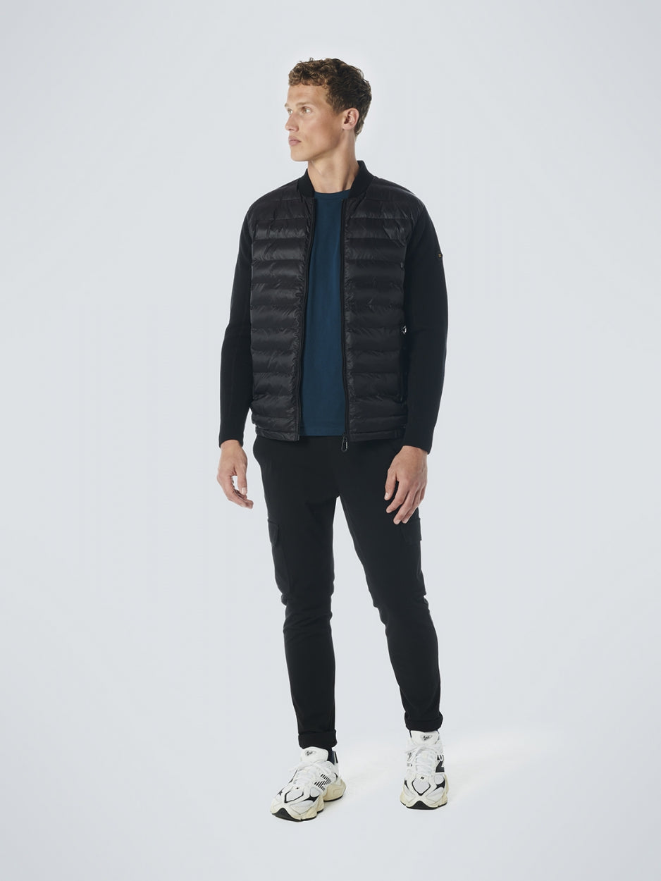Cardigan Knitted Body Woven Padded | Black