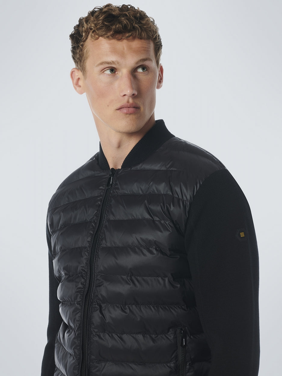 Cardigan Knitted Body Woven Padded | Black